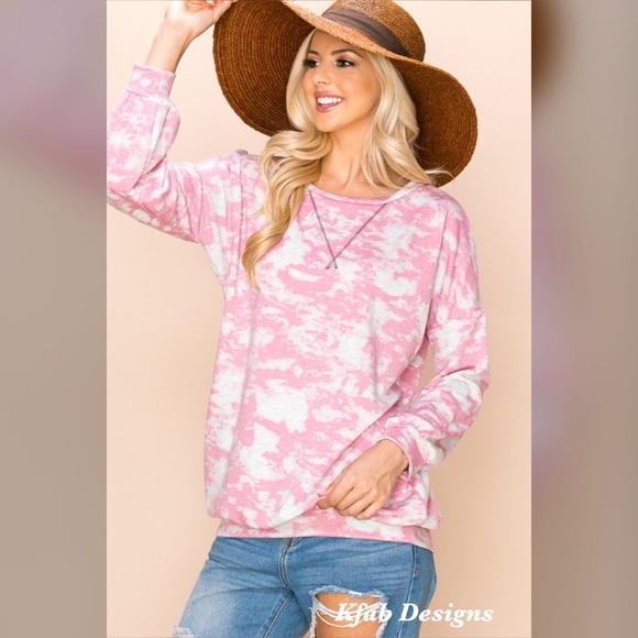 ❤️LAST 1! Comfy Pink Oversized Tie Dye Sweatshirt! - Picture 3 of 6